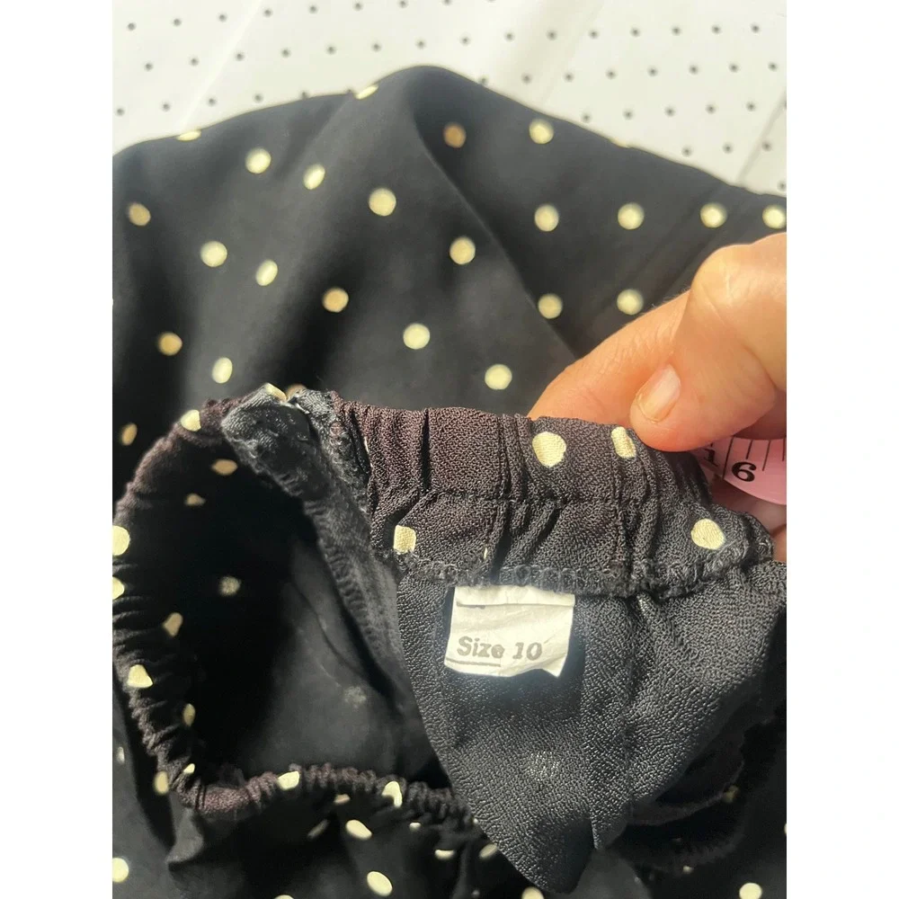 Vintage Virgo 2 Piece Skirt Suit Set Black Polka Dot Short Sleeve Blazer Sz 10